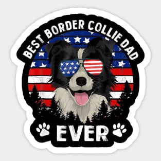 Best Border Collie Dad Ever US Flag 4th Of July Sticker